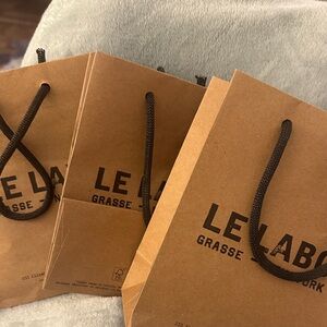 Bundle of 3 Le Labo Tan Gift Bags with Black Handles